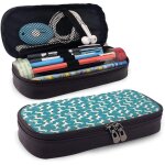 Trousse a crayons en cuir avec motif arbre de nol avec bougie et bonhomme de neige ? trousse multifonction ...