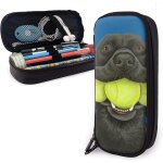 Trousse a crayons en cuir avec motif de chien de tennis pour femme