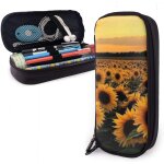 Trousse �� crayons en cuir motifs de tournesols sac �� crayons grand organisateur sac de papeterie pochette ...