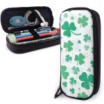 Trousse a crayons en cuir synthtique avec double fermeture eclair - vert - 3, 8 x 8, 9 x 20, 3 cm
