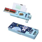 Trousse a crayons double couche, taille - crayon design astronaute / animal, bote a crayons en plastique ...