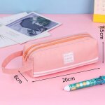 Trousse a crayons a double fermeture eclair, sac a crayons portable pour etudiants, sac de rangement ...