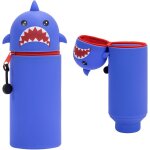 Trousse a crayons pour filles, requin kawaii, trousse d'�cole 2 en 1 en silicone souple, trousse a crayons ...