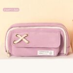 Trousse a crayons de grande capacit, 3 couches, sac a stylos, style kawai simple, a crayons, ecole, ...