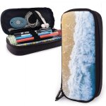 Trousse a crayons avec grande capacit de rangement pour garons et filles - motif vagues et plage