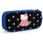 Trousse a crayons hello kitty avec fermeture eclair - pour etudiants - noir et bleu