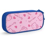 Trousse a crayons hello kitty avec fermeture eclair - pour etudiants - noir et bleu Trousse a crayons hello kitty avec fermeture eclair - pour etudiants - noir et bleu