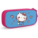 Trousse a crayons hello kitty avec fermeture eclair - pour etudiants - noir et rose