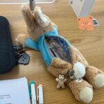 Trousse a crayons lapin en peluche mignon, poupe kawaii, sac de rangement pour la rentre scolaire, ...