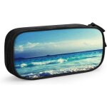 Trousse a crayons avec motif coucher de soleil sur la plage, grande capacit, grande pochette, porte ...