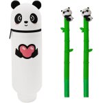 Trousse crayon panda adorable 2 en 1 silicone avec 2 pi�ces stylo kawaii trouse scolaire panda pour fourniture ...