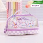 Trousse a crayons portable de grande capacit, trousse cosmtique transparente kawaii, etui etanche mignon ...