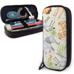 Trousse a crayons en toile humoristique avec motif colibris - motif gingembre - 21 x 5, 5 x 5 cm