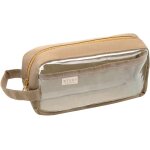 Trousse crayon transparente 2 compartiments avec fermeture, trousse scolaire grande, etui a crayons, ...