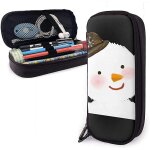 Trousse en cuir avec bonhomme de neige dans un chapeau - grande capacit�