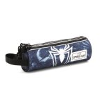 Trousse cylindre trois poches - spiderman poison - bleu fonc