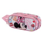 Trousse double 3d - disney minnie mouse power - rose - taille unique
