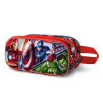 Trousse double 3d voyage avion - marvel avengers battle - bleu - 40x20x25cm