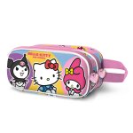 Trousse double 3d voyage avion - marvel hello kitty happy - rose - 40x20x25cm