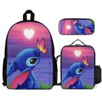 Trousse a lunch 3 en 1 motif stitch pour filles et garons, sac d'cole lger et durable, sac de rangement ...