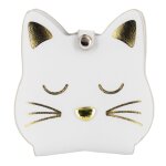 Promotion ! trousse manucure 'chats' blanc dor� (4 outils) - 11x10. 7x2 cm