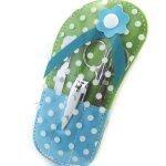 Trousse manucure 'tong' vert bleu (petits pois)