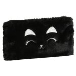 Trousse - plate - rectangulaire - fourrure - noir - 22 x 12 cm