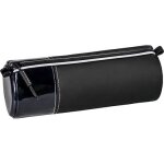 Trousse - ronde - noir en vinyl - scolaire - 23 x 9 x 8 cm - fermeture eclair - s'maepp