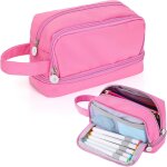 Trousse scolaire, trousse a crayons grande capacit avec 3 compartiments pour fille garcon, portable ...