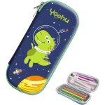 Trousses scolaire dinosaure - double compartiment avec rangement crayons et filet transparent - fermeture ...