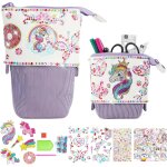 Trousse scolaire, trousse enfant de 4 pi�ces de porte - stylo vertical r�tractable 2 en 1 et sac a stylos ...