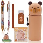 Trousse scolaire kawaii 2 en 1 capybara fournitures scolaires avec stylos gomme r�gle correcteur porte ...