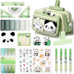 Trousse scolaire panda kawaii avec papeterie, ensemble de fournitures scolaires kawaii avec trousse a ...