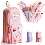 Trousse scolaire sac a dos rose, 3 compartiment kawaii trousse a crayons de grande capacit, impermable ...