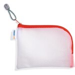 Trousse de voyage a fermeture eclair - format a6 - rouge transparent - petite poche transparente avec ...