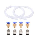 Tuyau en ptfe pour imprimante 3d reprap, 2x2 m, 2 mm od4 mm, avec 4 connecteurs pneumatiques pc4 - m6 ...