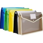 Tzf - porte documents a4, 5 pi�ces pochette porte - document en plastique transparente chemise a bouton ...
