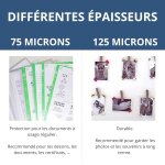 Tzf - raylu paper - lot de 100 pochettes de plastification transparentes a finition brillante, feuilles ...