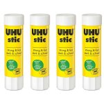 Uhu lot de 4 bâtons de colle, sans solvants, 8, 2 g, avec capuchon Uhu lot de 4 bâtons de colle, sans solvants, 8, 2 g, avec capuchon