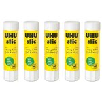 Uhu lot de 5 bâtons de colle, sans solvants, 8, 2 g, avec capuchon Uhu lot de 5 bâtons de colle, sans solvants, 8, 2 g, avec capuchon