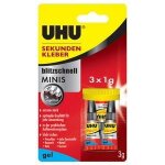 Uhu colle instantane minis gel, 3 tubes de 1 g