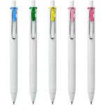 Umn - s - 05 lot de 5 stylos a bille rtractables a encre gel pointe 0, 5 mm corps blanc bleu ciel, vert, ...