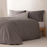Underzy 100% cotton bed sheet set, smooth, breathable, soft, 80 / 90 cm, dark grey