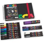 Uni - ball 205087 - posca marker set xl, 15 crayons posca et un sketchbook, pour le travail, les loisirs ...