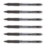 Uni - ball lot de 6 stylos bille laknock sn100 / 14 rtract. grip pointe large 1, 4mm noir