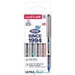 Uni - ball etui de 5 rollers encre liquide eye ub157e pointe moyenne assorti