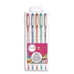 Uniball pochette de 5 stylos bille a encre gel platines, couleurs m�tallis�es assorties um120nm - 5