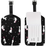 Use4 etiquettes a bagage en forme de chat animal blanc a pois pour sac de voyage, valise, 1 pi�ce