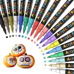 Uuq - lot de 18 crayons acryliques pour pierres imperméables : 18 couleurs - stylos acryliques pour bois, ... Uuq - lot de 18 crayons acryliques pour pierres imperméables : 18 couleurs - stylos acryliques pour bois, ...