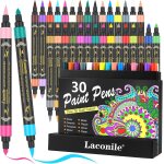 Uuq - 30 marqueurs acryliques avec 60 couleurs, stylos de peinture acrylique pour ptroglyphes, peinture ...
